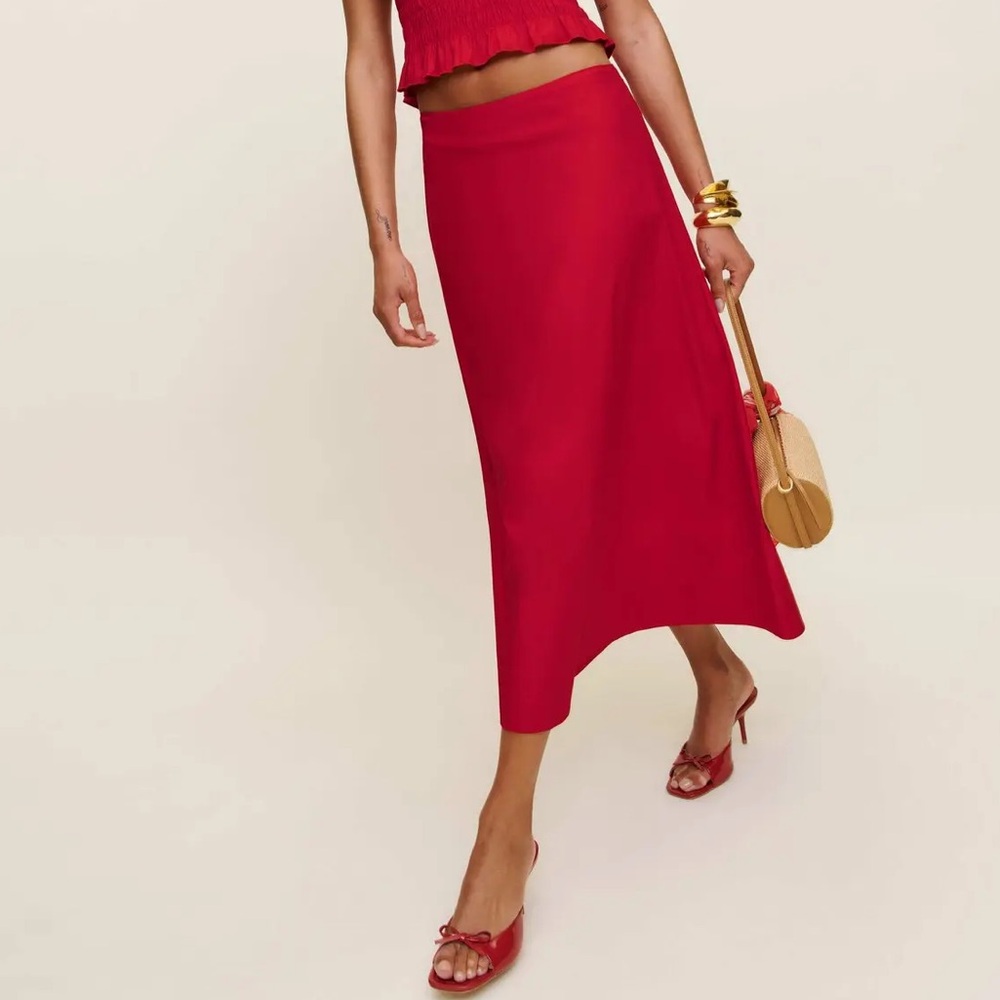 Reformation red skirt Reformation Laguna skirt ONLY in color lipstick red